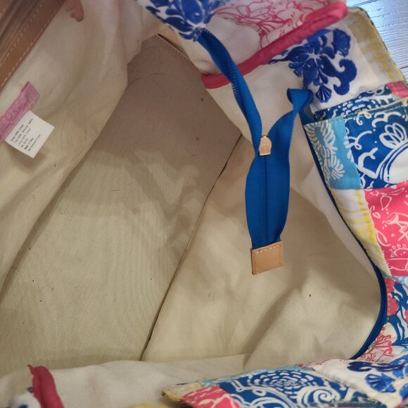 Lily Pulitzer Quilted Beach Tote Carry All - Koi Fish Checkered - Picture 5 of 16
